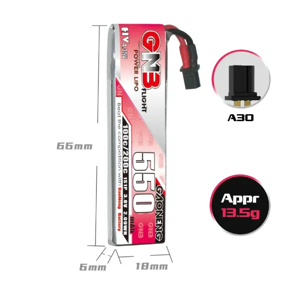 Акумулятор GNB 550mAh 1S 100C LiHV