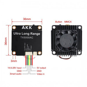 VTX Відео передавач AKK Ultra Long Range 5W 4.9-6G 96CH TX5000AC