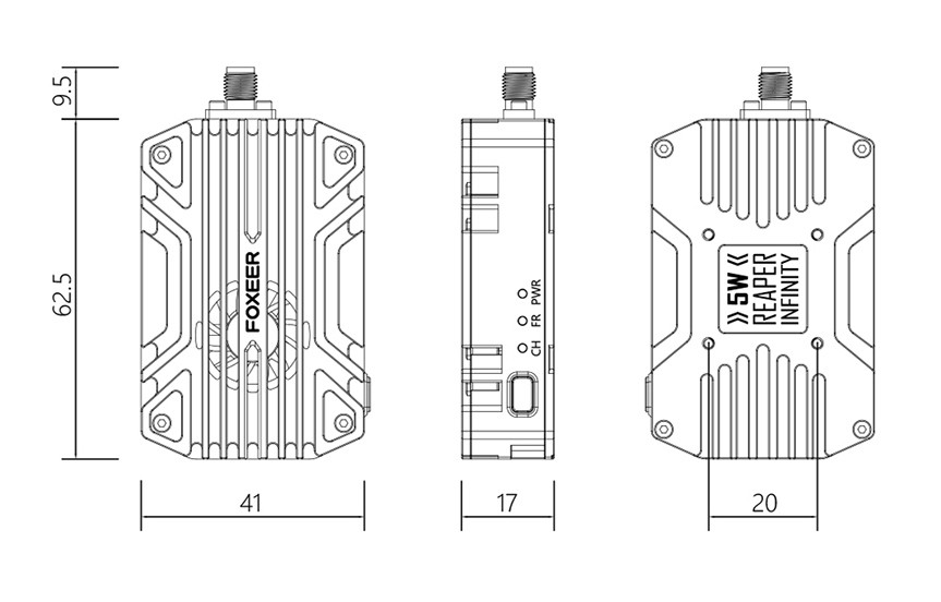 VTX Відео передавач Foxeer 5.8G Reaper Infinity 5W 40CH 1114