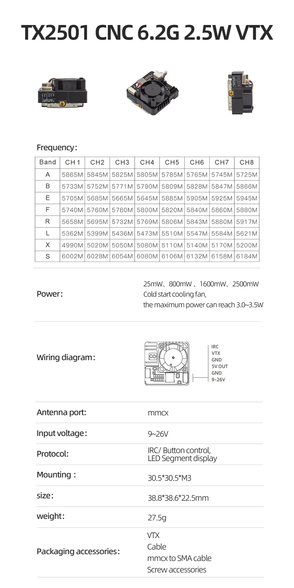 VTX Відео передавач Skyzone AtomRC TX2501 CNC 2.5W 6.2G 64ch (TX2501CNC6G) 7 VTX Відео передавач Skyzone AtomRC TX2501 CNC 2.5W 6.2G 64ch (TX2501CNC6G) TX2501CNC S